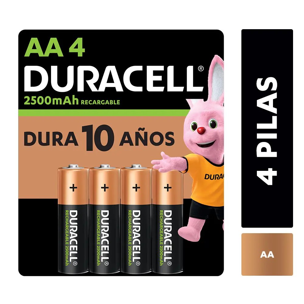 Pila recargable Duracell blíster AAx4 2500 mah