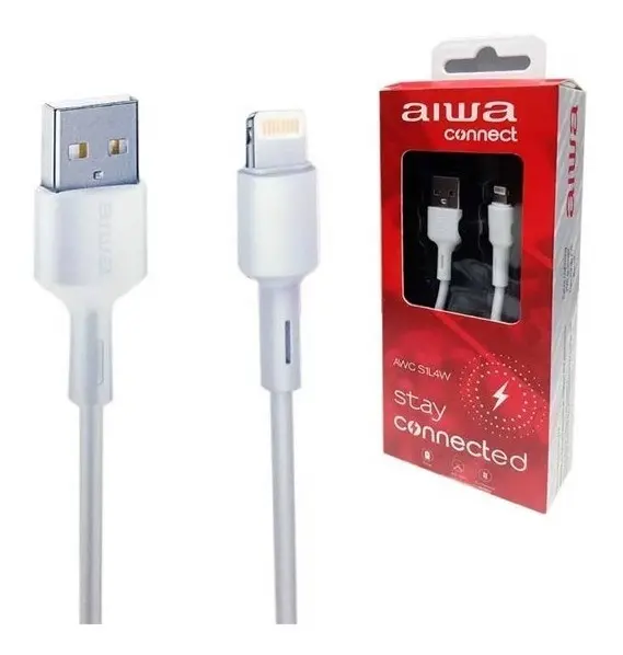 Cable Lightning Aiwa Usb A 1.2m Blanco Carga Rápida 2.4a
