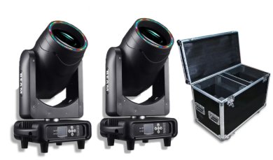 Set de 2 unidades MH004 Cabezal móvil 295W BEAM + LIGHT STRIP con estuche de transporte ARX